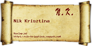 Nik Krisztina névjegykártya